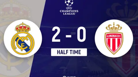 Champions League: Hiệp 1 - Real Madrid 2-0 Monaco, pha mở tỷ số chớp nhoáng của Mbappe + cú đúp kiến ​​tạo của Vinicius