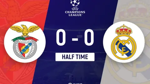 Champions League: Hiệp một - Real Madrid 0-0 Benfica. Mbappe bỏ lỡ 3 cơ hội ngon ăn. Hai bên tung ra tổng cộng 15 cú sút và ghi được 7 bàn thắng.