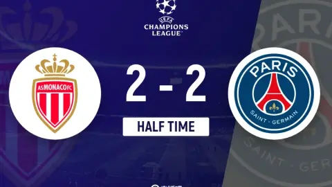 Champions League: Hiệp một - Paris tạm dẫn Monaco 2-2, Douai ghi hai bàn khi vào sân thay người, Ashraf gỡ hòa cho Vitinha
