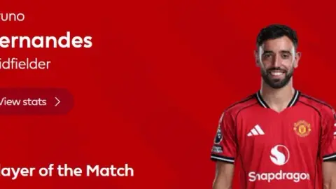 Bruno Fernandes được bầu là cầu thủ hay nhất trận MU thắng Liverpool