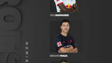 Ứng viên tân binh xuất sắc nhất mùa giải Bundesliga: Tiền đạo Diomande của Leipzig và tiền vệ Pharmaceutical Maza có tên trong danh sách