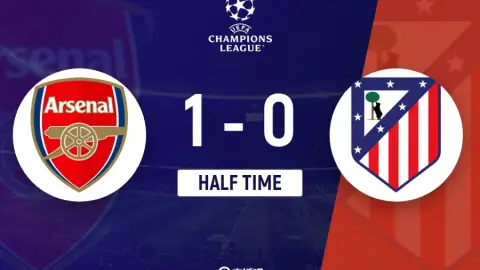 Hiệp 1 - Arsenal tạm dẫn Atletico Madrid Madrid 1-0. Saka ghi bàn và Trossard ngã xuống đất trong vòng cấm. Không có quả phạt đền nào được thực hiện
