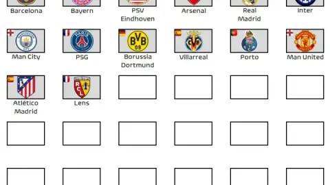 Đội 14 đã lọt vào vòng loại Champions League: Quỷ thành phố Huang Saren Gun có tên trong danh sách, đội La Liga 4 Đội Premier League 3 Đội Serie A 1