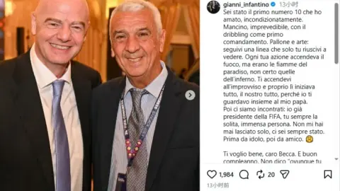 Infantino tiễn biệt huyền thoại Inter Evaristo Beccalossi: Người yêu anh là vô số kể