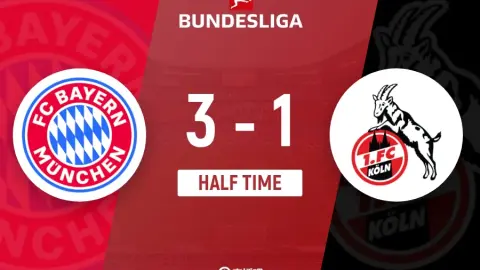 Hiệp 1 - Bayern 3-1 Cologne Kane lập cú đúp + 2 bàn sau 2 phút Bischof đóng góp 2 đường kiến ​​tạo cho Kimmich