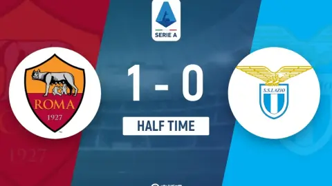 Hiệp một - Roma tạm thời 1-0 Lazio Mancini góp công và Hermoso Cancelieri mỗi người nhận 1 thẻ vàng trong trận đấu