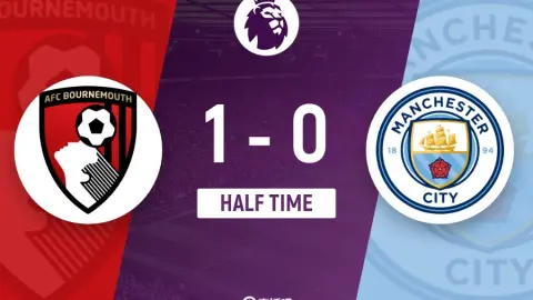 Hiệp một - Man City tạm thời 0-1 Bournemouth, bàn thắng việt vị của Semenho không hợp lệ, Crupi ghi bàn