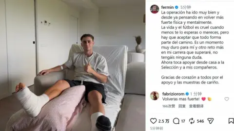 Xác nhận không đủ điều kiện tham dự World Cup! Fermin Social Media: Ca phẫu thuật đã thành công và tôi sẽ hỗ trợ Tây Ban Nha trên sân nhà