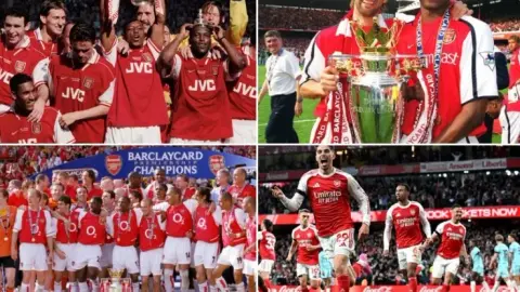 siêu hình học? Khi Arsenal 4 lần vô địch Premier League, nhà tài trợ áo đấu chính và á quân hiện tại đã khác nhau.