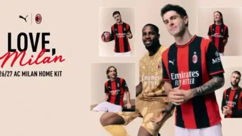AC Milan phát hành áo đấu sân nhà mùa giải 2026-27: nét thẩm mỹ của Rossoneri trở lại hình thức thuần khiết nhất