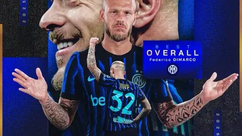 Chính thức: Di Marco được bầu là cầu thủ xuất sắc nhất Serie A mùa giải 25/26 và được trao giải trước trận đấu với Bologna