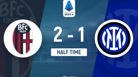 Hiệp 1 - Inter Milan 1-2 Bologna, Dimarco ghi bàn từ quả đá phạt trực tiếp và Bernardeschi ghi bàn.