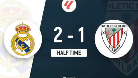Hiệp 1 - Real Madrid tạm dẫn Bilbao 2-1, Carvajal kiến ​​tạo cho Garcia ghi bàn cho Bellingham