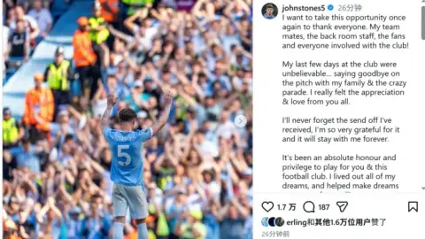 Stones chia tay Man City trên mạng xã hội: Tôi đã thực hiện được mọi ước mơ của mình và mong được trở lại với tư cách một người hâm mộ trong tương lai