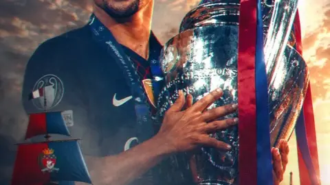 Vương miện 39 đầu tiên trong sự nghiệp! Poster đội trưởng PSG Marquinhos cầm cúp Champions League