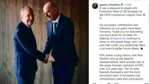 Infantino: Thật vui khi được nói chuyện với Florentino và đóng góp của anh ấy rất lớn