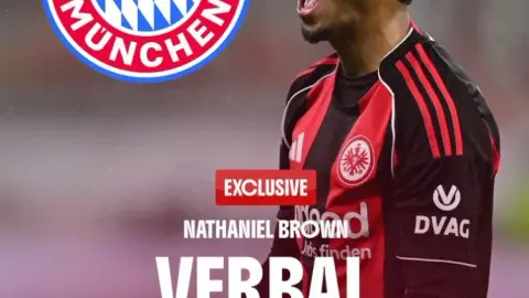 De Sky: Bayern đạt thỏa thuận miệng với N. Brown nhưng Frankfurt đòi 6000 triệu euro
