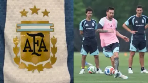 Tâm trạng thật tuyệt! Messi đăng ảnh tập luyện: ngồi trên bóng, quay mặt về phía camera và giơ ngón tay cái lên