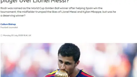 Rodri đánh bại Messi giành Quả bóng vàng World Cup, Sky: Trao cho đội xuất sắc nhất chứ không phải cầu thủ xuất sắc nhất