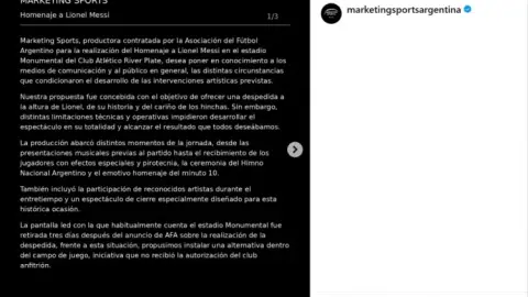 Ban tổ chức trận chia tay Messi: Chúng tôi vô cùng tiếc nuối vì kế hoạch sự kiện bị CLB River Plate hạn chế