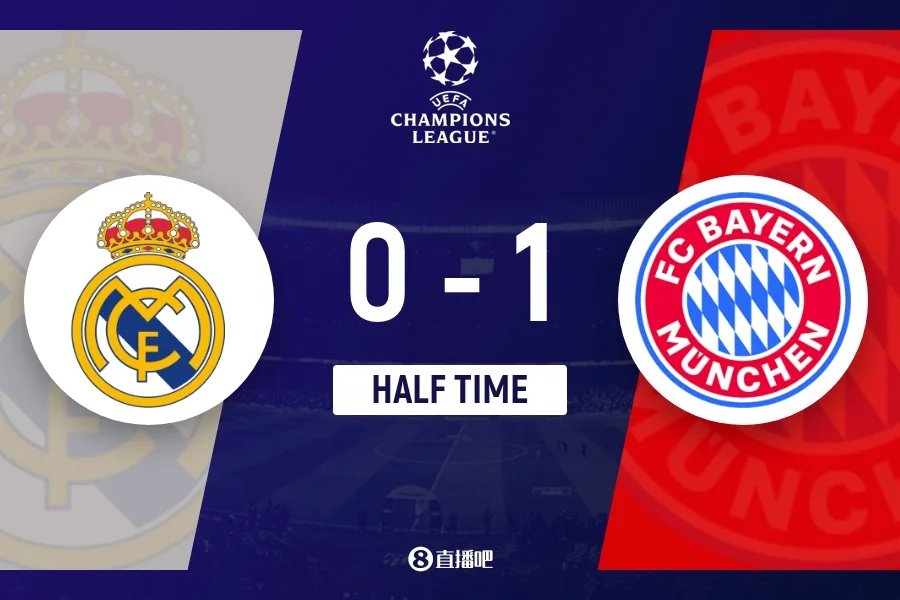Champions League: Hiệp 1 Real Madrid 0-1 Bayern, Pamecano Mbappé thực hiện pha di chuyển nguy hiểm và Diaz ghi bàn