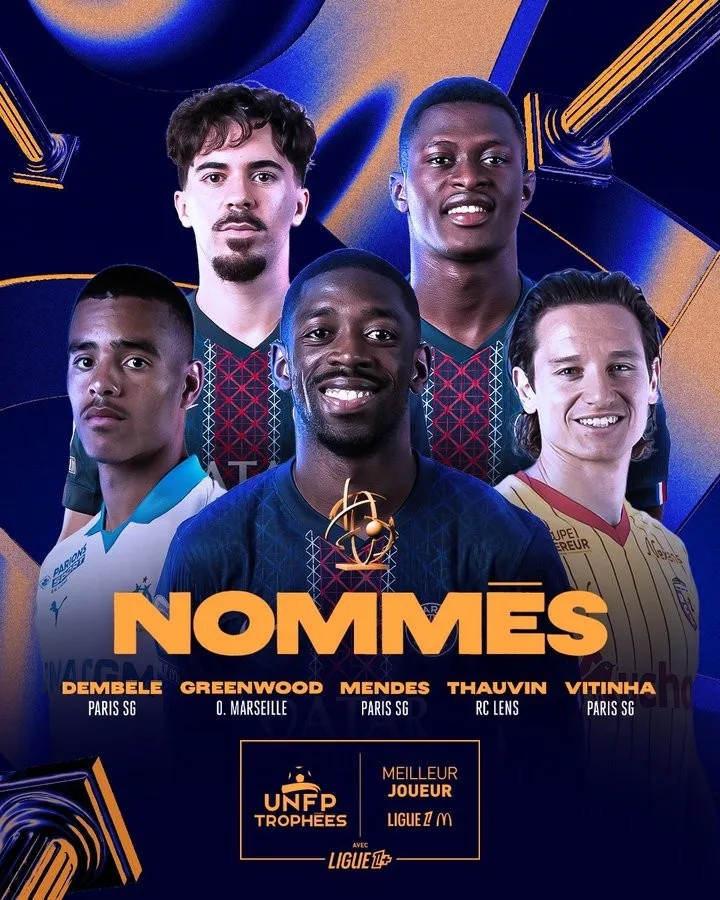 Ứng cử viên cầu thủ xuất sắc nhất mùa giải Ligue 1 Pháp: Dembélé dẫn đầu 3 cầu thủ Paris gồm Thauvin và Greenwood