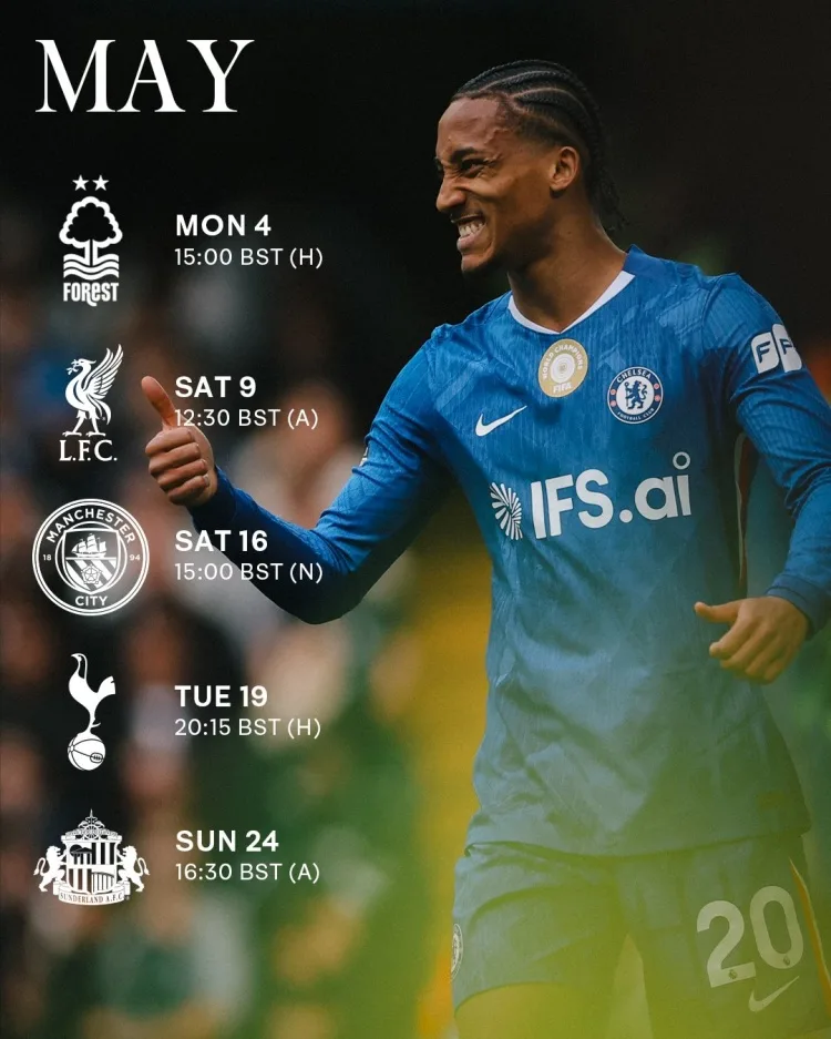 Chelsea còn 5 trận trong tháng 5, CLB đăng poster cổ vũ đội bóng