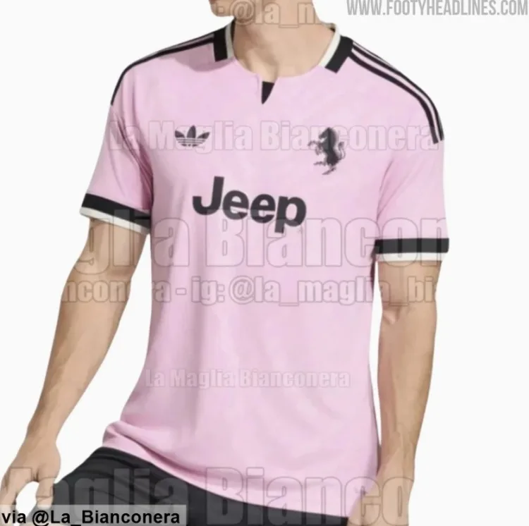 Rò rỉ áo sân khách mới của Juventus với tông hồng chủ đạo