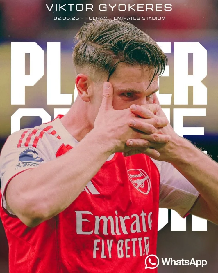 Gyokeres được bầu là cầu thủ hay nhất trận Arsenal thắng Fulham