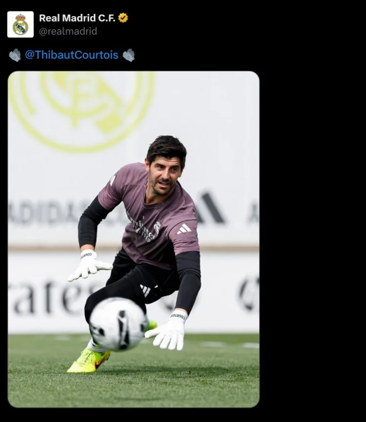 Courtois trở lại tập luyện, sẵn sàng hướng tới El Clasico