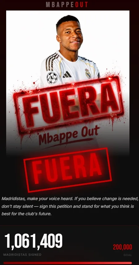 Gần 1 triệu người đã ký nó trong 4 giờ! Kiến nghị OUT của Mbappé đã vượt quá 1,06 triệu chữ ký