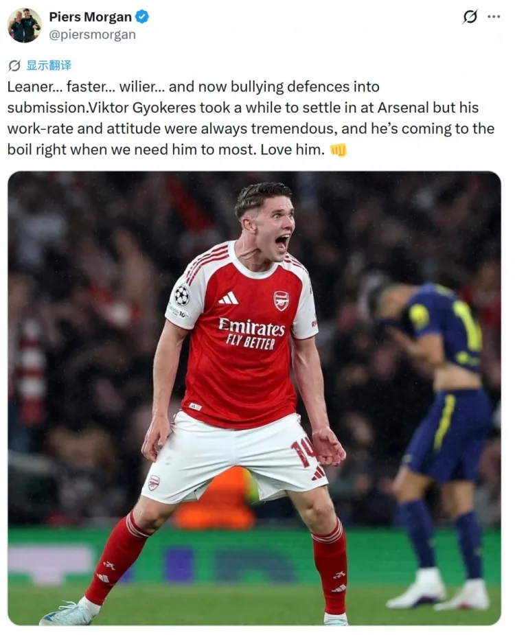 Morgan: Gyokeres đè bẹp hàng thủ đối phương và bùng nổ khi Arsenal cần anh nhất