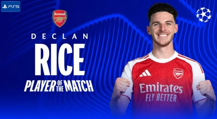 2 đường chuyền then chốt + 4 lần cướp bóng, chính thức Champions League: Rice được bầu là Cầu thủ xuất sắc nhất trận Arsenal 1-0 Atletico Madrid Madrid