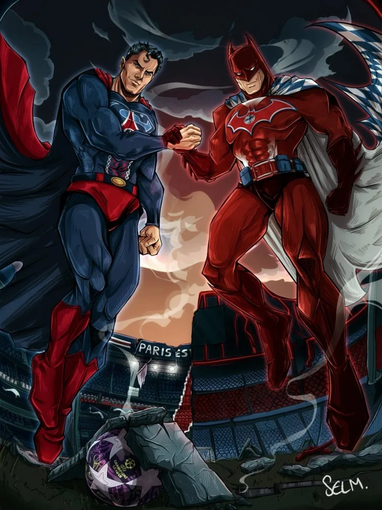 PSG đăng poster Superman đối đầu Batman để tri ân màn thư hùng với Bayern