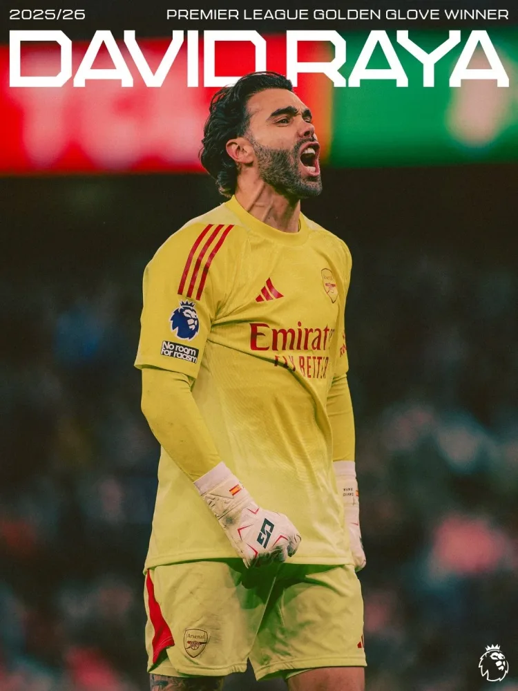 Giành giải Găng tay vàng Premier League năm liên tiếp 3, poster chính thức của Raya của Arsenal được đăng tải để gửi lời chúc mừng