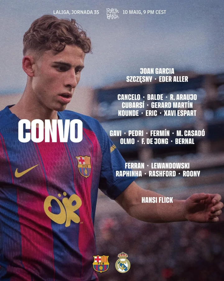 Nếu bạn không thua, hãy giành chức vô địch! Đội hình Derby quốc gia Barcelona: Rafinha và Lewandowski có tên trong danh sách, Yamal chấn thương