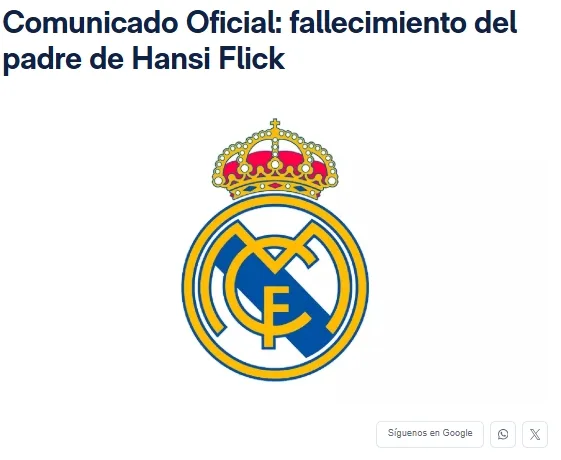 Quan chức Real Madrid: Gửi lời chia buồn sâu sắc trước cái chết bi thảm của cha HLV Flick Barcelona