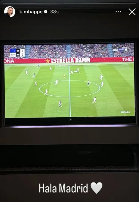 Real Madrid 0-2 Barcelona đăng trên mạng xã hội! Phóng viên: Nhiều đồng đội bất ngờ trước INS giữa trận của Mpappe