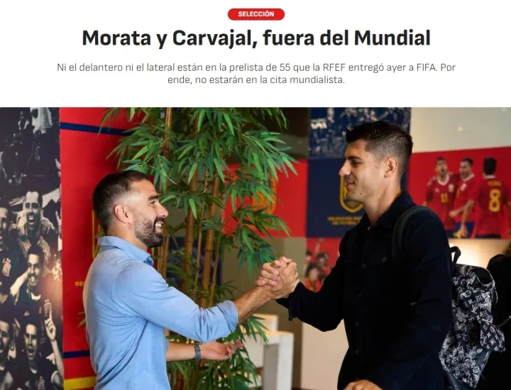 Đội trưởng của cúp châu Âu cuối cùng! Aspen: Morata 33 tuổi và Carvajal 34 tuổi sẽ bỏ lỡ World Cup này