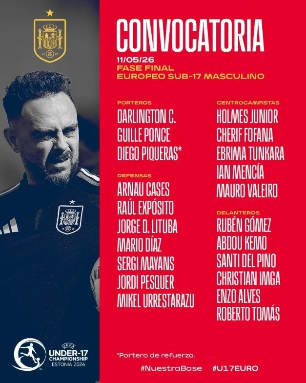 Đội U17 Tây Ban Nha công bố đội hình vô địch châu Âu U17, con trai Marcelo Enzo lọt vào danh sách rút gọn