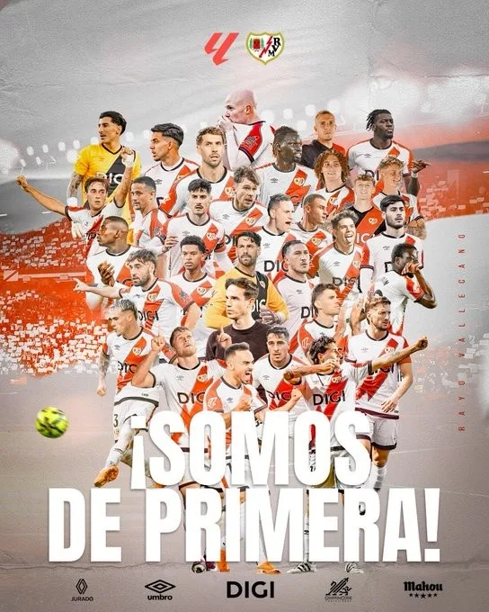 Rayo Vallecano ăn mừng thành công khi trụ hạng: tham dự La Liga sáu mùa giải liên tiếp, lần đầu tiên trong lịch sử đội bóng!