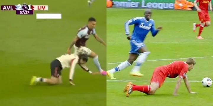 The Sun đăng ảnh so sánh: Sorbo sao chép hoàn hảo Gerrard, trượt chân giúp Villa ghi bàn cho Liverpool