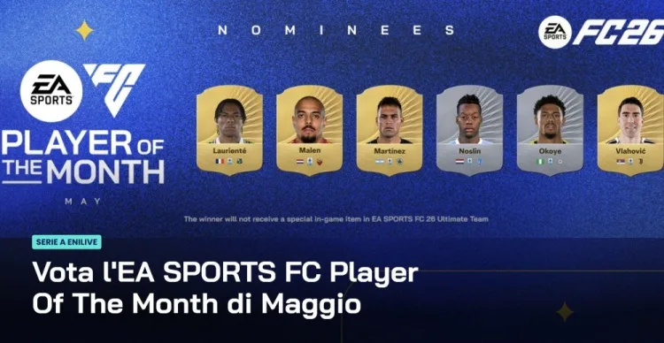 Serie A chính thức công bố danh sách 6 ứng cử viên cho giải Cầu thủ xuất sắc nhất tháng 5: Lautaro, Malen và DV9 có tên trong danh sách