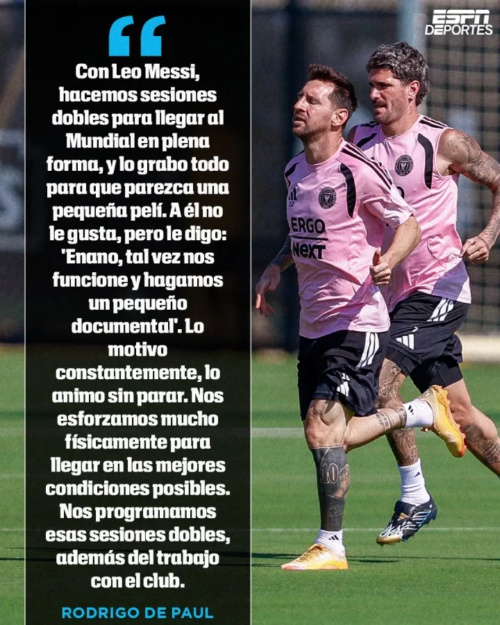 DePaul: Tôi đang tập luyện cùng Messi để chuẩn bị cho World Cup. Tôi đã chụp những bức ảnh này và không ngừng cổ vũ anh ấy.
