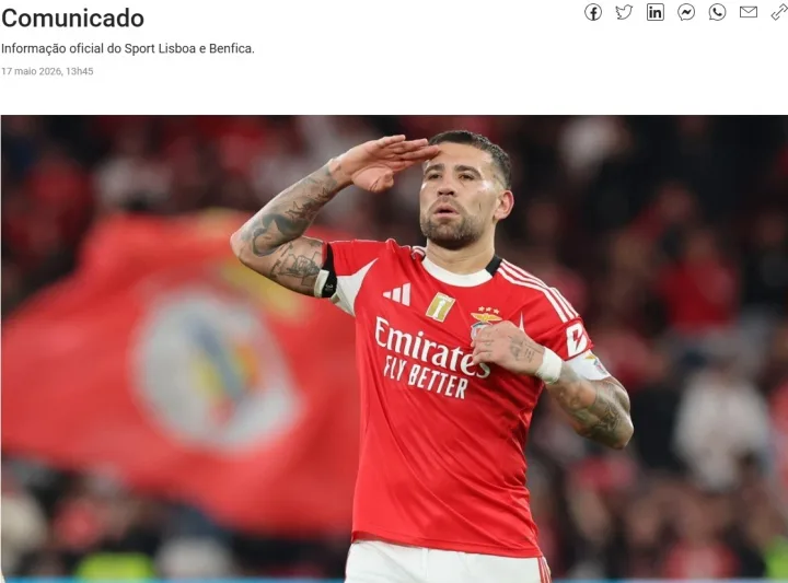 Tạm biệt thuyền trưởng! Quan chức Benfica: Otamendi 38 tuổi rời đội theo dạng tự do, được cho là sẽ gia nhập River Plate