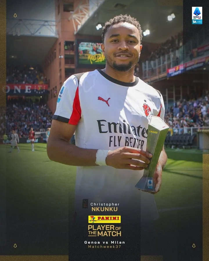 Tạo điểm + sút và ghi bàn, Chính thức Serie A: Nkunku được bầu chọn AC Milan 2-1 Genoa hay nhất trận