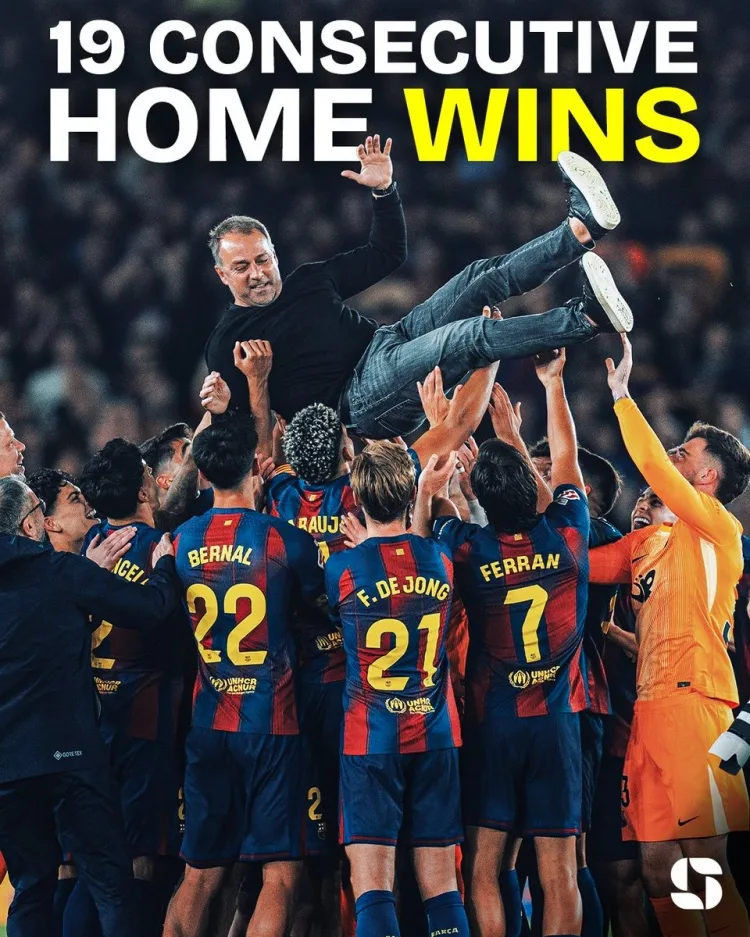 Không thể ngăn cản! Barcelona đã thắng cả 19 trận sân nhà ở La Liga mùa này, trở thành đội đầu tiên ở thể thức 38 vòng của giải đấu.