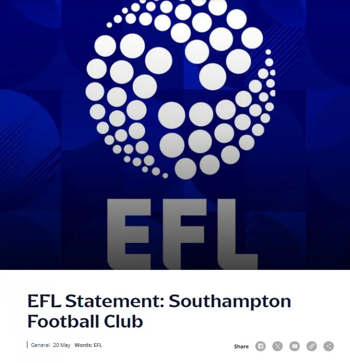 Chính thức: Southampton bị phạt và bị loại khỏi play-off thăng hạng Championship, Middlesbrough đấu Hull City ở trận chung kết phụ.