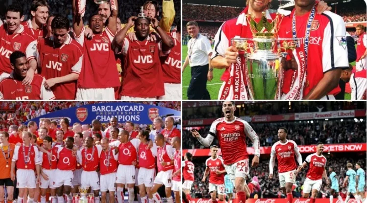 siêu hình học? Khi Arsenal 4 lần vô địch Premier League, nhà tài trợ áo đấu chính và á quân hiện tại đã khác nhau.