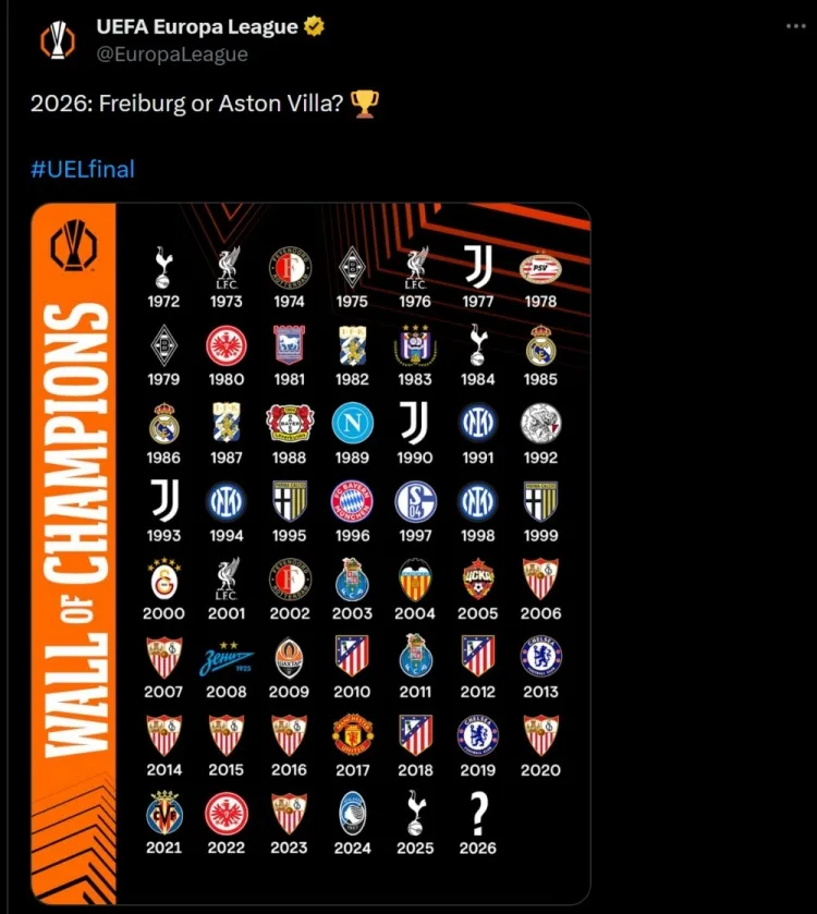 Tường chính thức vô địch Europa League xem trước trận chung kết: Nhà vô địch 2026, Freiburg hay Villa?